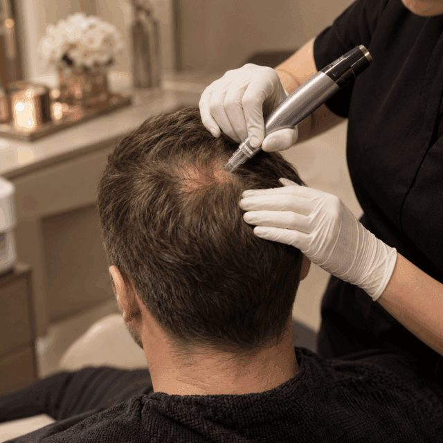 Dermapen scalp microneedling treatment for thinning hair