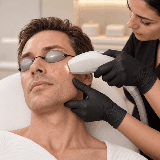 Palomar Icon IPL treatment targeting visible facial veins