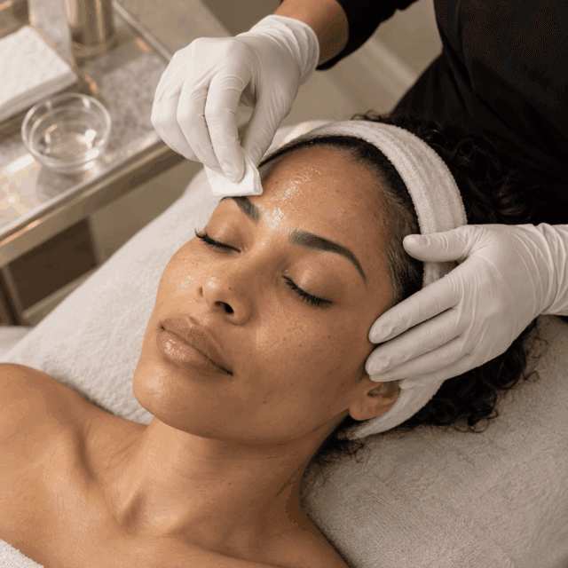 skin peel facial being performed